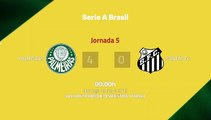 Resumen partido entre Palmeiras y Santos FC Jornada 5 Liga Brasileña