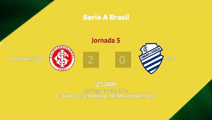 Resumen partido entre Internacional y CSA Jornada 5 Liga Brasileña