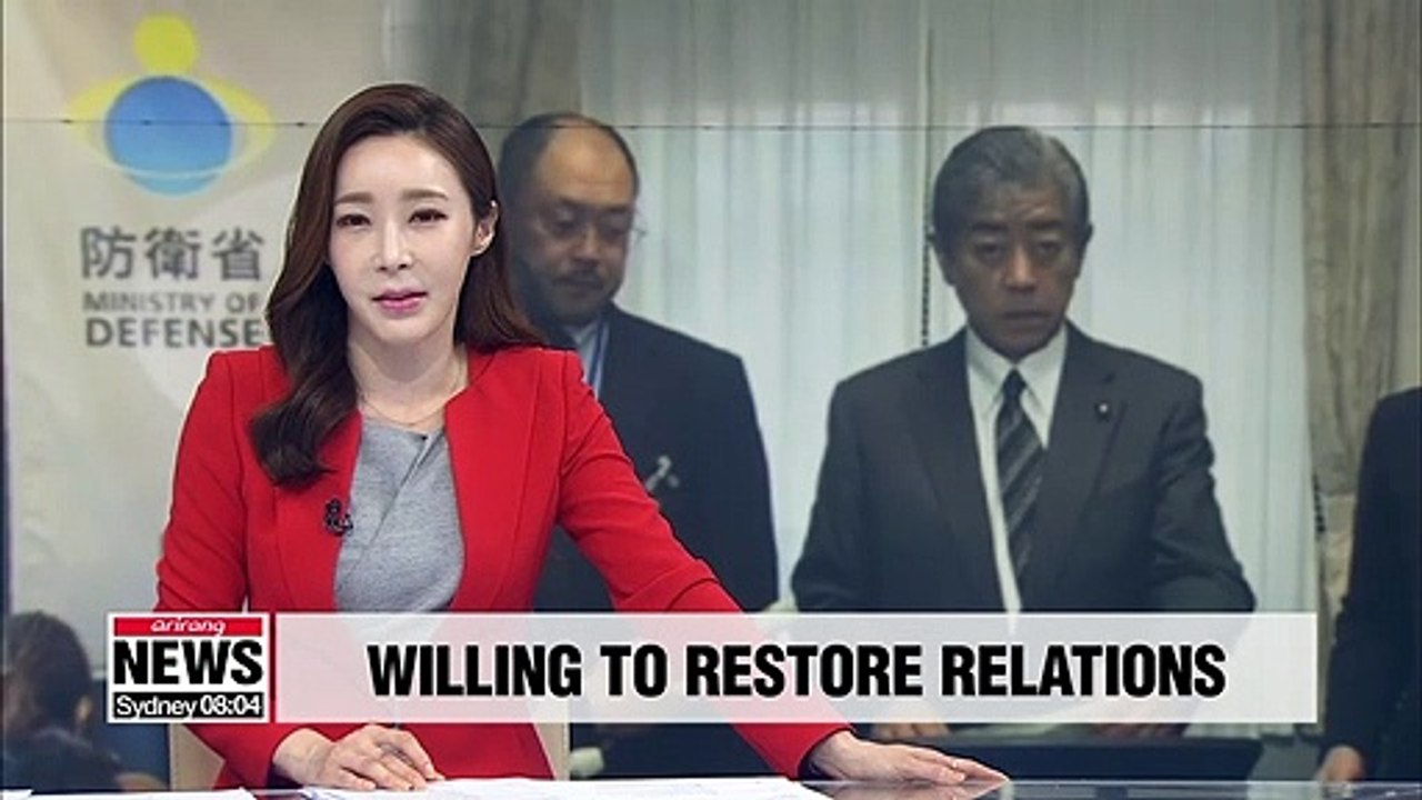 Japanese Defense Minister says he's looking forward to restore bilateral ties with S. Korea