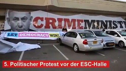 Eurovision Şarkı Yarışması'nın yapıldığı binaya Erdoğan posteri asıldı