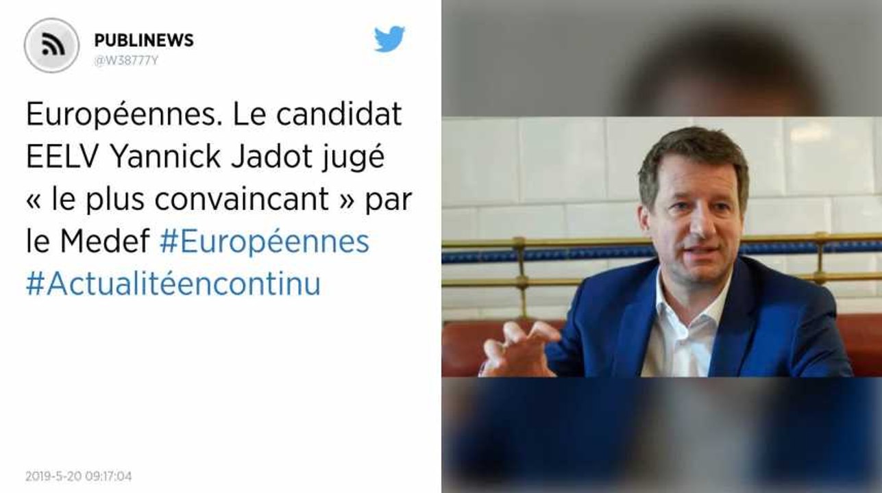 Européennes. Le candidat EELV Yannick Jadot jugé « le plus convaincant » par le Medef