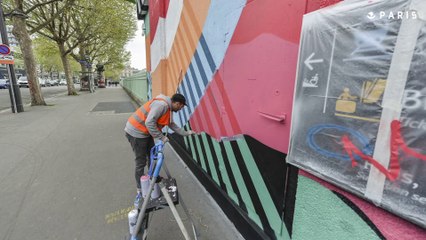 Timelapse de la fresque de ONOFF crew avec Quai 36 à la gare de Château Landon.