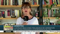 Ecos en Argentina tras anunciar CFK que irá por la vicepresidencia