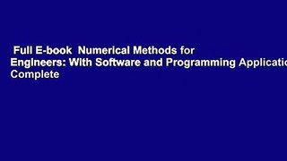 Full E-book  Numerical Methods for Engineers: With Software and Programming Applications Complete