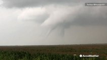 Tornado spins over open field near Paducah, Texas