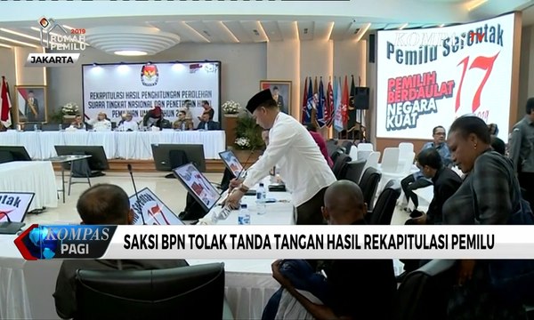 Saksi BPN Prabowo-Sandi Tolak Tanda Tangani Hasil Rekapitulasi Pilpres 2019