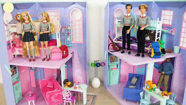 Barbie & Ken's Bunk Bed Bedroom Morning for School, Breakfast Cereal Sekolah pagi Barbie Casa Manhã | Karla D.