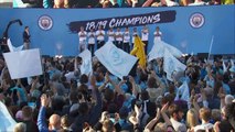 Manchester City celebrates football season titles with fans