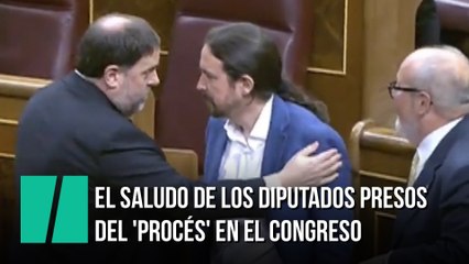 El saludo de los diputados presos del 'procés' en el Congreso