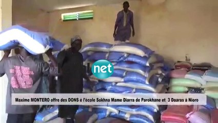 VIDEO - MAXIME MONTERO OFFRE DES DONS A L'ECOLE SOKHNA MAME DIARRA DE POROKHANE ET 3 DAARAS A NIORO