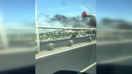 15 Temmuz Şehitler Köprüsü'nde Otomobilde Yangın Çıktı