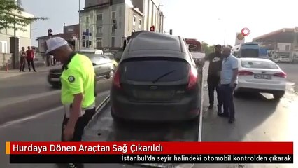 Hurdaya Dönen Araçtan Sağ Çıkarıldı