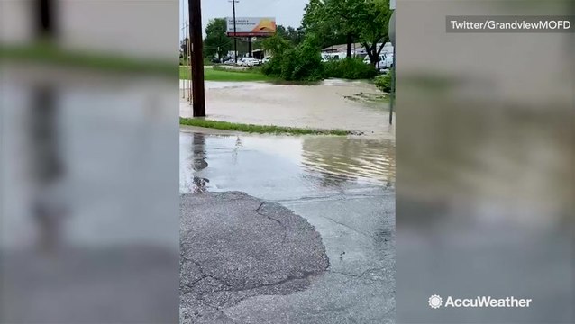 Flooding spills onto roads following storm