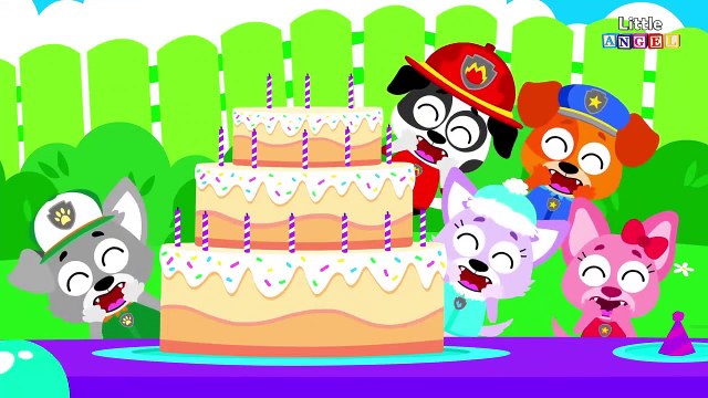 Five Little Puppies Happy Birthday Song | Puppy Patrol | Nursery Rhymes & Kids Songs by Little Angel