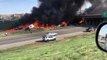 Plusieurs dizaines de voitures en feu après un accident créé par un semi-remorque sans freins