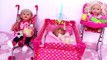 Baby Doll stroller, bed & high chair dollhouse furniture