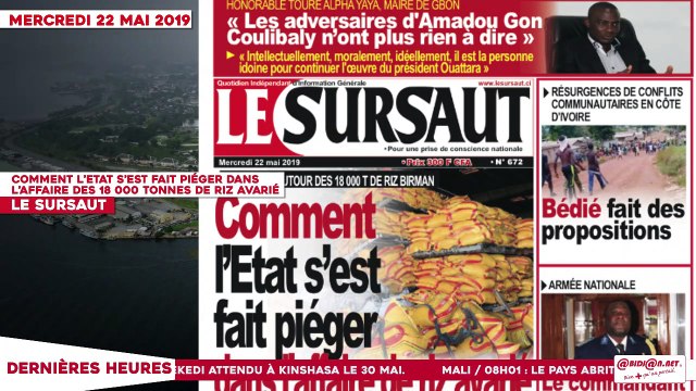 Le Titrologue du 22 Mai 2019 : Comment l’Etat s’est fait piéger dans l’affaire des 18 000 tonnes de riz avarié