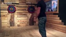 Watch this talented Canadian axe thrower perform a series of incredible trick shots
