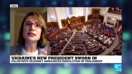 Ukraine's new president sworn in : Zelensky announces dissolution of parliament