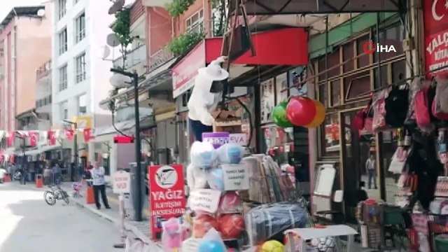 Arılar ilçe merkezine girdi, esnaf kepenk kapattı