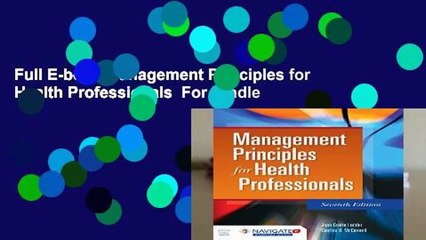 Full E-book Management Principles for Health Professionals  For Kindle