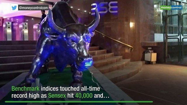 Benchmark indices touched all-time record high as Sensex hit 40,000 and Nifty crossed 12,000 for the first time on counting day