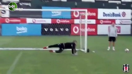 Beşiktaşlı futbolculardan antrenmanda şut çalışması