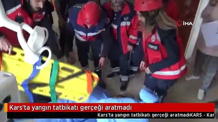 Kars'ta yangın tatbikatı gerçeği aratmadı