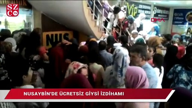 Nusaybin'de giysi dağıtımında izdiham
