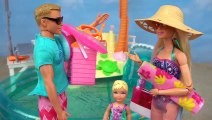 Barbie & Ken Family Morning Routine - Baby Doll Toy Pool Fun!