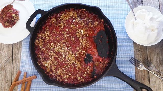 How to Make Strawberry-Rhubarb Crisp in a Cast-Iron Skillet