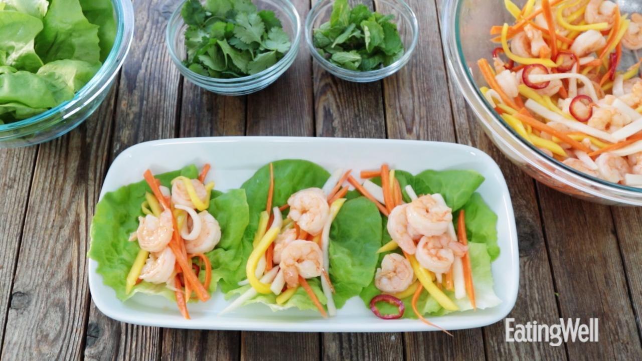 How to Make Vietnamese Shrimp & Mango Lettuce Wraps