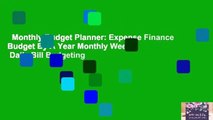 Monthly Budget Planner: Expense Finance Budget By A Year Monthly Weekly   Daily Bill Budgeting