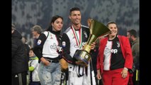 Cristiano Ronaldo com a noiva , filho e mãe. Comemorando o Titulo Serie A Tim