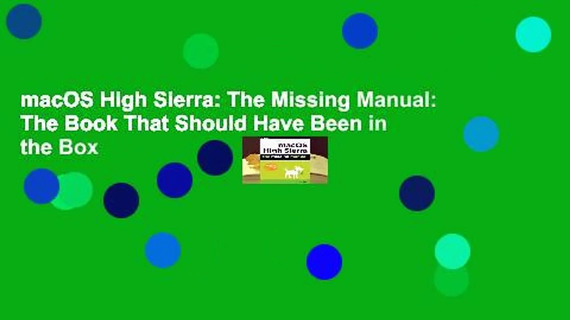 Mac os high sierra missing manual 2017