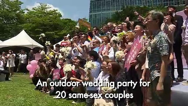 LGBT victory: Taiwan holds outdoor wedding party