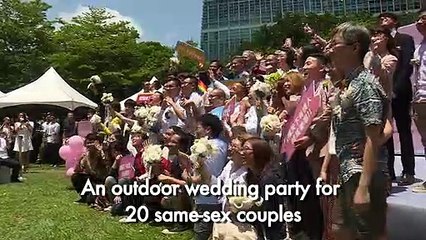 LGBT victory: Taiwan holds outdoor wedding party