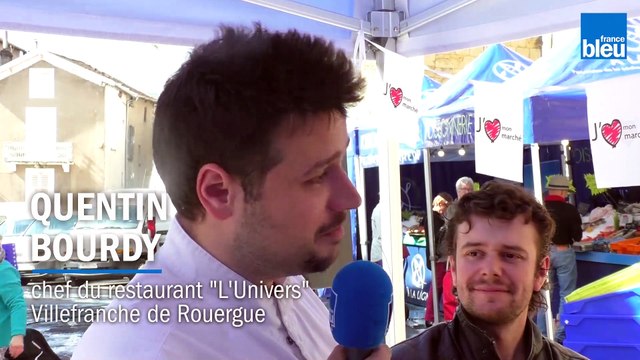 Sur le marché de Villefranche de Rouergue avec le chef Quentin Bourdy