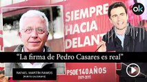 Rafael Martín Ramos perito calígrafo examina las firmas de Pedro Casares Pablo Cotos y Manuel Agüeros.