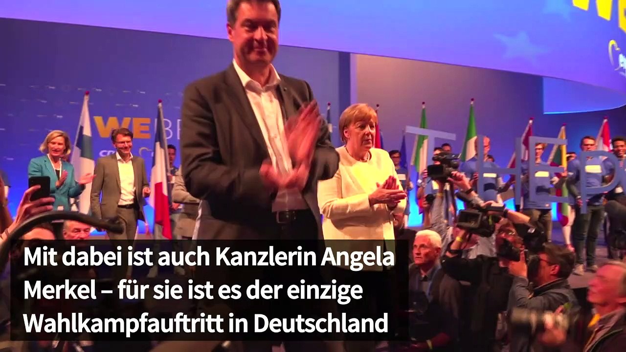 Union beendet europawahlkampf mit merkel