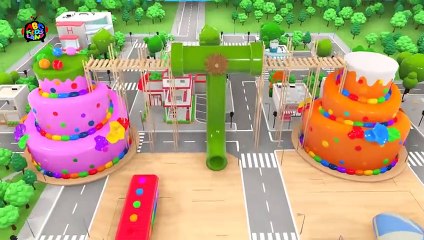 Learn Colors with Street Vehicle and Surprise BaseBall in Magic slide hole play for Kids