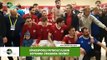 Sivassporlu futbolcuların soyunma odasında sevinci
