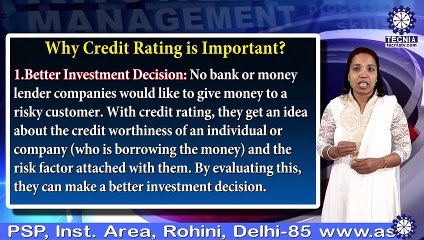 Credit Rating in India | Dr. S Jamuna | BBA | TIAS | TECNIA TV