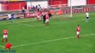 Football - Referee scores a goal in the fourth tier of Dutch football