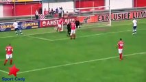 Football - Referee scores a goal in the fourth tier of Dutch football