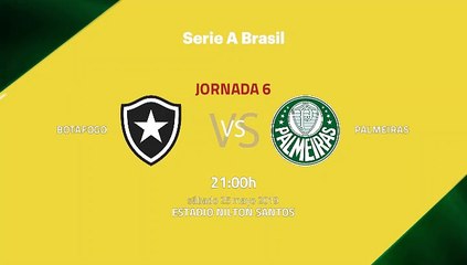 Previa partido entre Botafogo y Palmeiras Jornada 6 Liga Brasileña