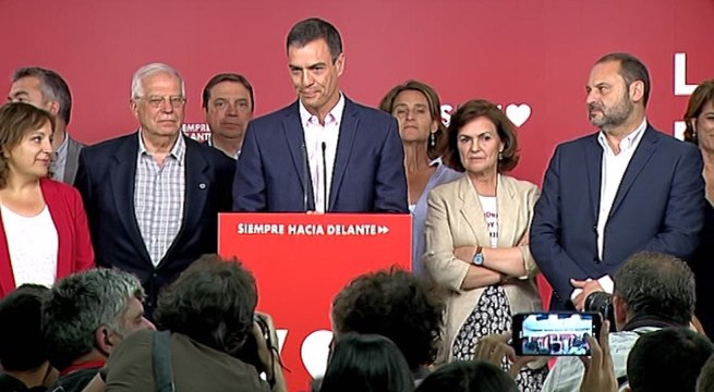 Sánchez celebra la victoria del PSOE en las elecciones europeas