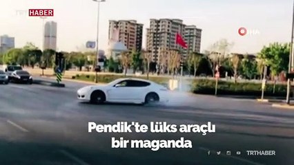 Trafik magandası yol kesip drift yaptı