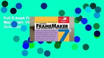Full E-book FrameMaker 7 for Windows and Macintosh: Visual QuickStart Guide (Visual QuickStart