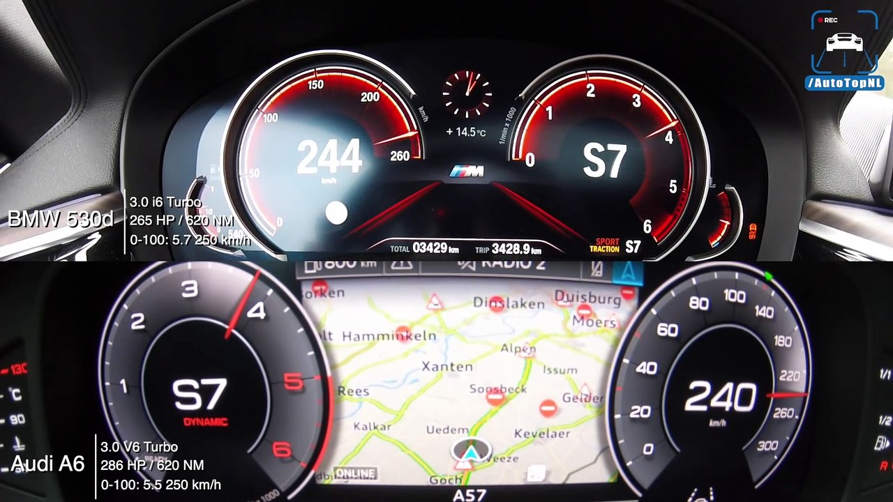 AUDI A6 2019 vs BMW 5 Series 2019 | 50 TDI vs 530d | 0-250km/h ACCELERATION by AutoTopNL